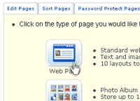 Mouse hovering on a Web Page layout icon